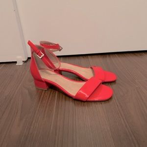 Red patent sandals, never worn!